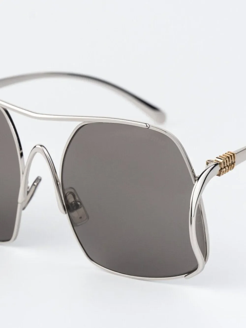 Miu Miu Women Sunglasses Silver Grey Pilot MUA55S 1BC80Q NEW AUTHENTIC